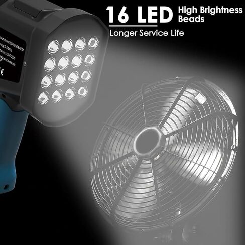 JOSBY LED مصطربة محمولة، 60-100000 دورة في الدقيقة مصطربة رقمية غير متصلة، مقياس سرعة الدوران فلاش LED، مع 16 خرزة مصباح LED قابلة للتعديل، شحن USB، للمروحة، محرك محرك HVAC، الإطارات، اختبار السرعة in Kuwait
