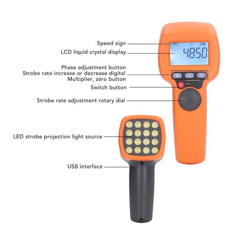 عداد سرعة ستروبوسكوب رقمي محمول باليد 60-99999 دورة في الدقيقة مع فلاش LED - دقة عالية، قياس دورة في الدقيقة بدون تلامس للمحرك، فحص الطباعة in Saudi Arabia