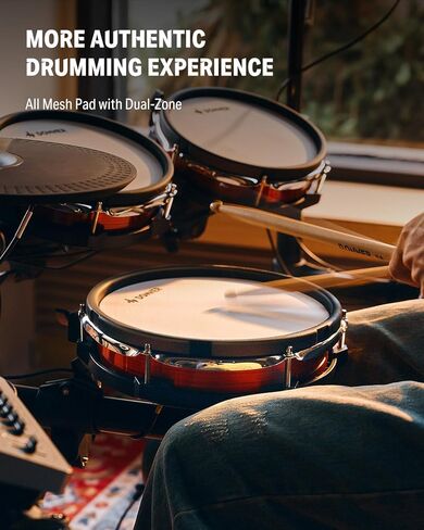 Donner Electric Drum Set DED-300 Pro, Electronic Drum Kit Adult, Professional Full Size 6-Drum & 3-Cymbal Setup, 12'' Single-Zone Hi-hat with Stand, 1100+ Professional Tones, Gifts for Men Him Teens in Saudi Arabia