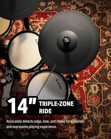 Donner Electric Drum Set DED-300 Pro, Electronic Drum Kit Adult, Professional Full Size 6-Drum & 3-Cymbal Setup, 12'' Single-Zone Hi-hat with Stand, 1100+ Professional Tones, Gifts for Men Him Teens in Saudi Arabia