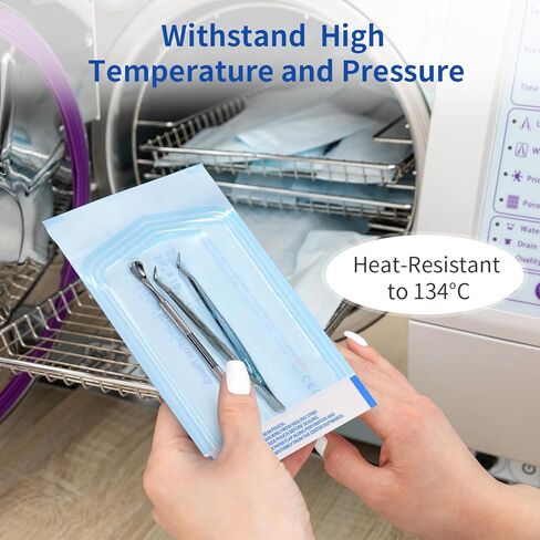 200 Packs Self Seal Sterilization Pouches 5.3"x11" with Color Changing Indicator, Autoclave Sterilizer Bags for Dental, Tattoo, Nail Instrument Tools in Kuwait