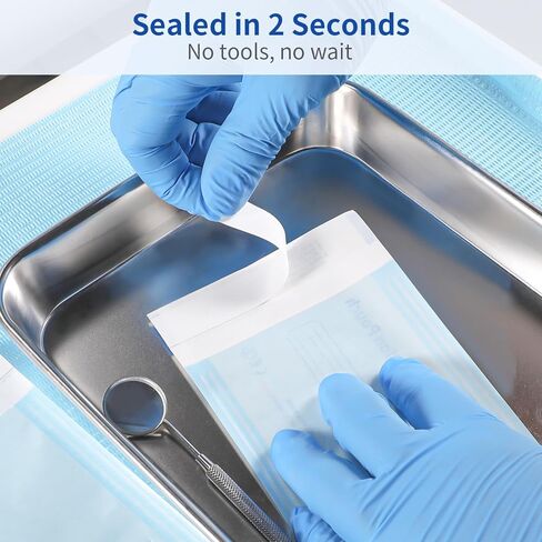 200 Packs Self Seal Sterilization Pouches 5.3"x11" with Color Changing Indicator, Autoclave Sterilizer Bags for Dental, Tattoo, Nail Instrument Tools in Kuwait