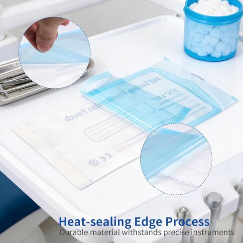 200 Packs Self Seal Sterilization Pouches 5.3"x11" with Color Changing Indicator, Autoclave Sterilizer Bags for Dental, Tattoo, Nail Instrument Tools in Kuwait