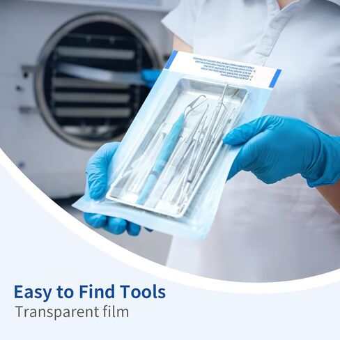 200 Packs Self Seal Sterilization Pouches 5.3"x11" with Color Changing Indicator, Autoclave Sterilizer Bags for Dental, Tattoo, Nail Instrument Tools in Kuwait