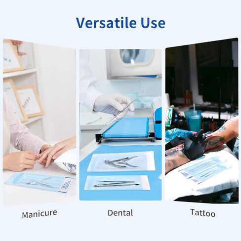 200 Packs Self Seal Sterilization Pouches 5.3"x11" with Color Changing Indicator, Autoclave Sterilizer Bags for Dental, Tattoo, Nail Instrument Tools in Kuwait