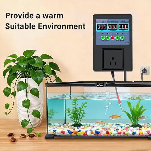 TempMaster Digital Temperature Controller Outlet,Heating & Cooling Thermostat with Dual Relay 15A 3300W,-20~120℉ Incubator Thermostat with Waterproof Probe,Temperature Control Switch for Reptile Tank in Kuwait