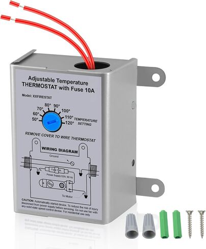 2 Pack 10-Amp Adjustable Programmable Thermostat with Firestat - Replacement for Power Attic Ventilators in Saudi Arabia