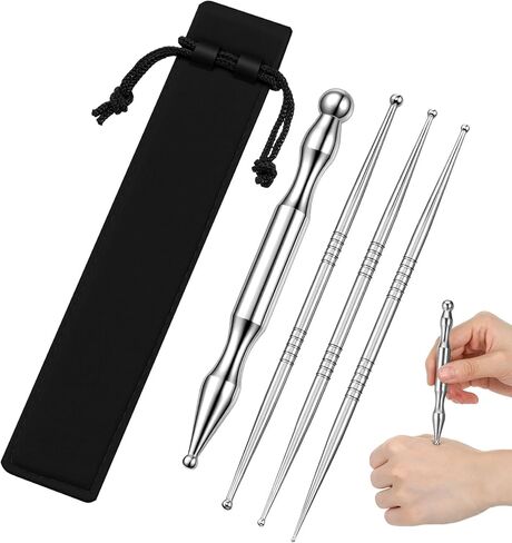 4 Pcs Acupuncture Pen Stainless Steel Acupressure Pen Reflexology Massage Tool for Body, Face 8 Sized Headed Acupuncture Needles Manual Deep Tissue Tool Body Point Probe Pens for Full Body Relaxing in Saudi Arabia