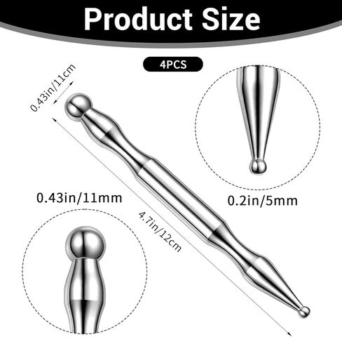 4 Pcs Acupuncture Pen Stainless Steel Acupressure Pen Reflexology Massage Tool for Body, Face 8 Sized Headed Acupuncture Needles Manual Deep Tissue Tool Body Point Probe Pens for Full Body Relaxing in Saudi Arabia