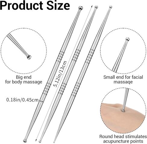 4 Pcs Acupuncture Pen Stainless Steel Acupressure Pen Reflexology Massage Tool for Body, Face 8 Sized Headed Acupuncture Needles Manual Deep Tissue Tool Body Point Probe Pens for Full Body Relaxing in Saudi Arabia