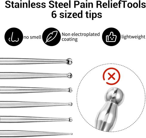 4 Pcs Acupuncture Pen Stainless Steel Acupressure Pen Reflexology Massage Tool for Body, Face 8 Sized Headed Acupuncture Needles Manual Deep Tissue Tool Body Point Probe Pens for Full Body Relaxing in Saudi Arabia