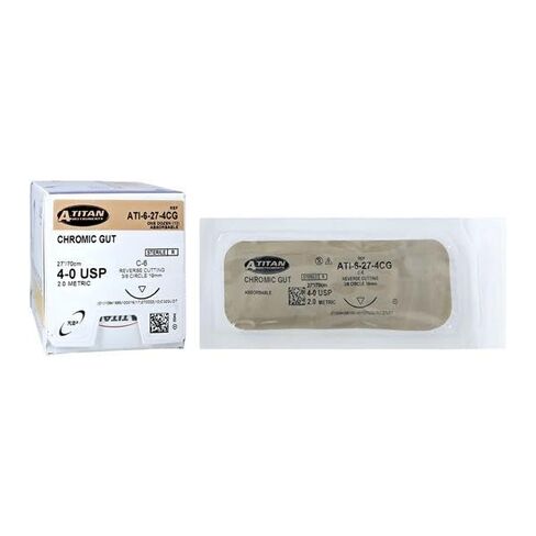 A Titan ATI-6-27-4CG Chromic Gut Absorbable Sutures 27" C-6 Size 4-0 12/Pk in Saudi Arabia