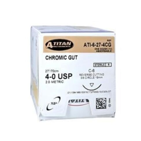 A Titan ATI-6-27-4CG Chromic Gut Absorbable Sutures 27" C-6 Size 4-0 12/Pk in Saudi Arabia