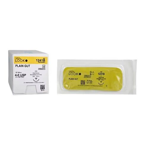 Look X1241B Plain Gut Absorbable Sutures 4/0 C3 3/8 Circle 18" 12/Pk in Saudi Arabia