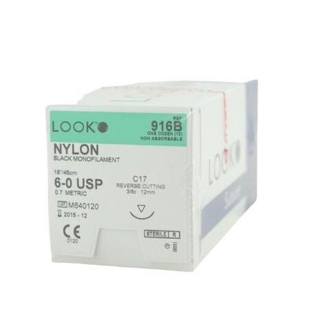 Look X916B نايلون 6-0 خيوط سوداء 18 بوصة C17 3/8 قطع عكسي دائري 12 مم 12/عبوة in Saudi Arabia