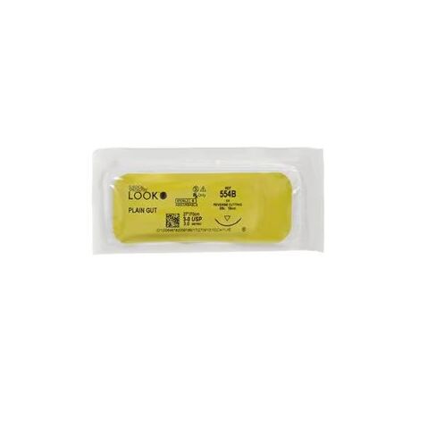 Look X554B Plain Gut Absorbable Sutures 3-0 27 C6 3/8 Circle Reverse Cutting 12/Pk in Saudi Arabia