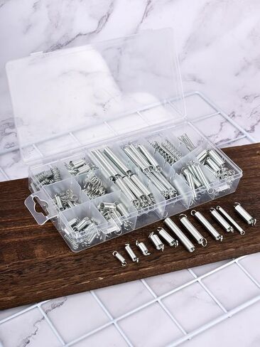 Generic 200PCS Spring Assortment Kit - Extension & Compression Springs - Assorted Sizes - Silver Metal Springs for Home Repairs & DIY Projects in Saudi Arabia