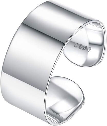 Silvora Open Band Ring Simple Stackable Finger Rings Adjustable Open Stacking Plain Band Rings Knuckle Rings For Women 5MM/10MM/15MM in Kuwait