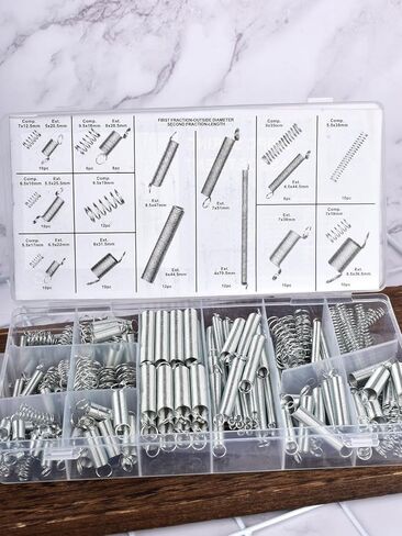 Generic 200PCS Spring Assortment Kit - Extension & Compression Springs - Assorted Sizes - Silver Metal Springs for Home Repairs & DIY Projects in Saudi Arabia