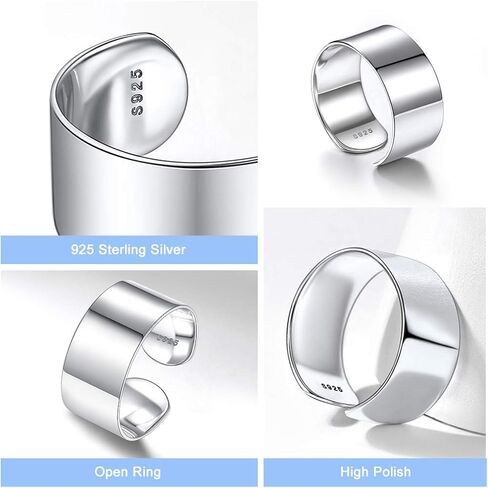 Silvora Open Band Ring Simple Stackable Finger Rings Adjustable Open Stacking Plain Band Rings Knuckle Rings For Women 5MM/10MM/15MM in Kuwait