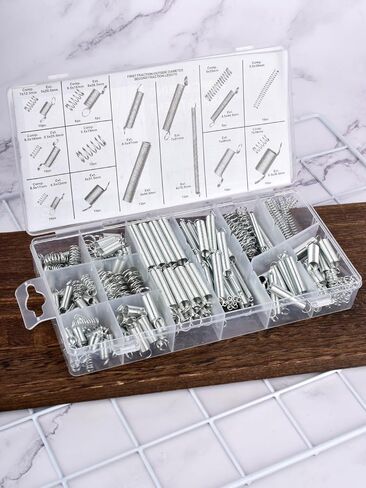 Generic 200PCS Spring Assortment Kit - Extension & Compression Springs - Assorted Sizes - Silver Metal Springs for Home Repairs & DIY Projects in Saudi Arabia