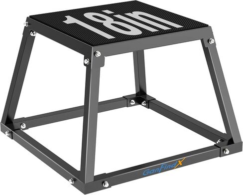 صندوق القفز البليومتري الفولاذي من GanFindX، منصة Plyo شديدة التحمل مقاس 12/18 بوصة، صندوق خطوات للتمرين غير قابل للانزلاق لصالة الألعاب الرياضية المنزلية، وخفة الحركة، وتدريبات القوة والتكييف in Kuwait