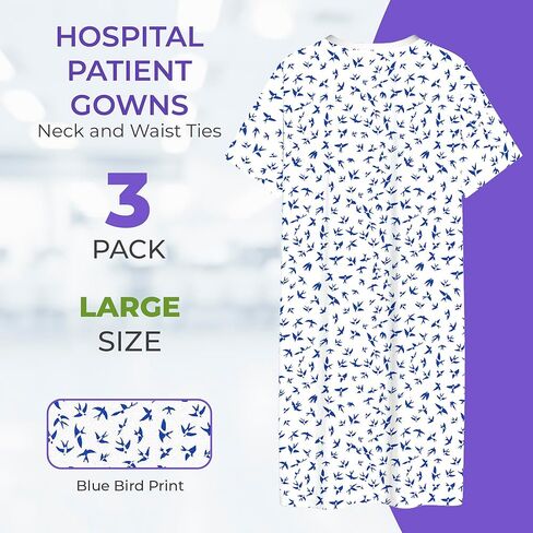 AMZ Medical Supply Cotton Patient Gown with Neck and Waist Ties. Hospital Patient Gowns. Washable Hospital Gowns for Patients in Saudi Arabia