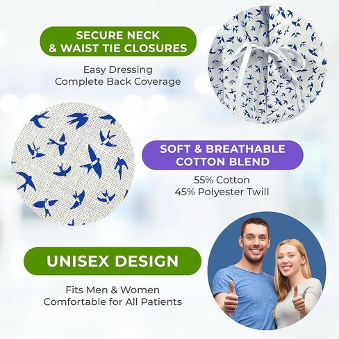 AMZ Medical Supply Cotton Patient Gown with Neck and Waist Ties. Hospital Patient Gowns. Washable Hospital Gowns for Patients in Saudi Arabia