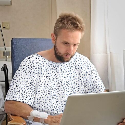 AMZ Medical Supply Cotton Patient Gown with Neck and Waist Ties. Hospital Patient Gowns. Washable Hospital Gowns for Patients in Saudi Arabia