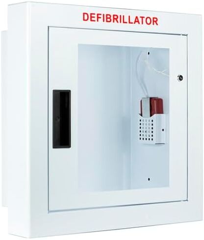 Semi-Recessed, Alarmed AED Cabinet, Large. Fits All Defibrillators on The Market. Measures 16" H x 17" L x 3.25" D. Essential Storage for Indoor AEDs. in Kuwait