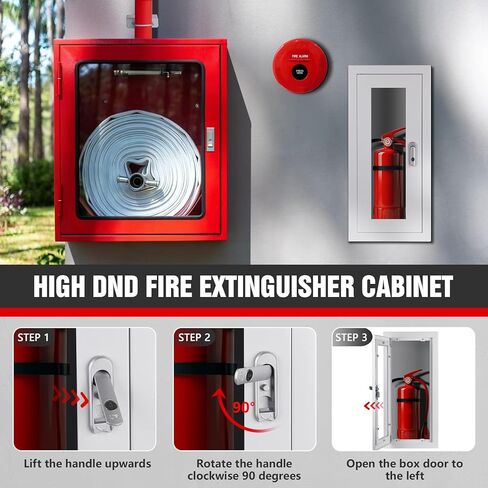 Semi Recessed Fire Extinguisher Cabinet for 5-12 pounds Extinguisher, White Baked Enamel Steel Fire Extinguisher Mount with Lock for Indoor Outdoor, Wall Cabinet with Full Clear Acrylic Door in Kuwait