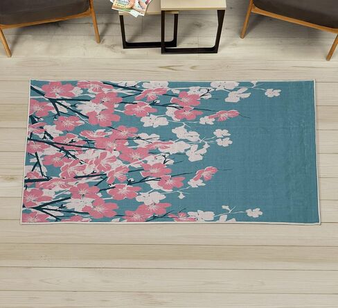 Lunarable Alice in Wonderland Decorative Rug, White Rabbit Dancing in The Sky Fantasy World and Alice Theme, Quality Carpet for Bedroom Dorm and Living Room, 2' 5" X 5', Pink Black Yellow in Kuwait