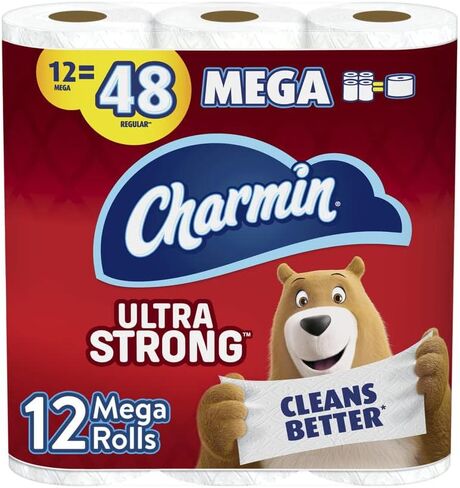 Charmin Ultra Strong Toilet Paper, 12 Mega Rolls = 48 Regular Rolls in Kuwait