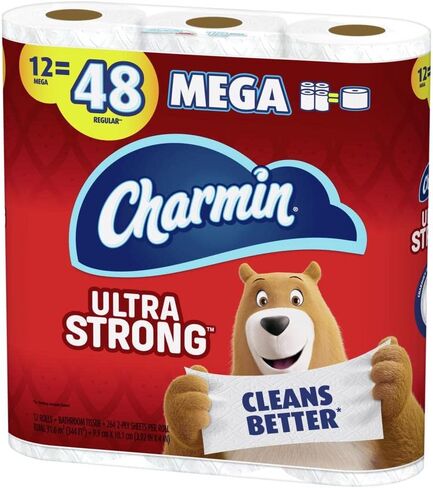 Charmin Ultra Strong Toilet Paper, 12 Mega Rolls = 48 Regular Rolls in Kuwait