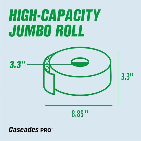Cascades PRO Select Jumbo Bath Tissue – 2-Ply Toilet Paper – Fits Universal Jumbo Roll Dispensers – Soft, Durable, and Septic Safe – 500' Length/Roll, 12 Rolls/Box – B080 – White in Kuwait