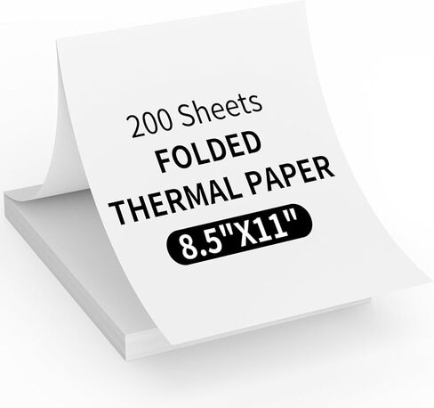 Thermal Printer Paper 8.5" x 11",US Letter Folding Printing Paper Compatible with A4 Portable Thermal Printer,Continuous Folded Printing Paper (200 Sheets) in Kuwait