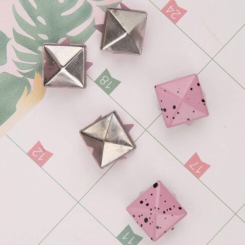CFTGIW 200 Pcs Pyramid Stud Clothing Bag Decorative Accessory Metal Pyramid Rivets 10mmWhite Base and Blue Choice Cloth RivetPyramid StudPyramid Rivet ConeClothing (Foundation Black Spots) in Saudi Arabia