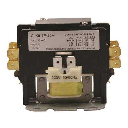 CJX9-1P-20A Single Phase Contactor, 220V AC Magnetic Contactor for Air Conditioner and Elevator, 20A Rating, 50/60Hz, Black in Saudi Arabia