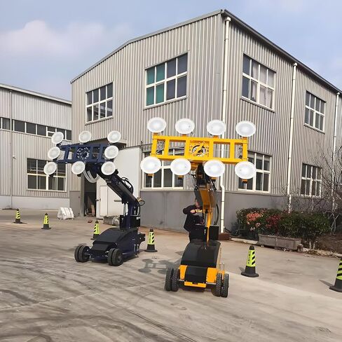Self-Driving Glass Handling Robot with Thickened Pneumatic Arm & Support Legs for Stable Outdoor & Indoor Use in Saudi Arabia