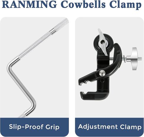RANMING Jaw Drum Mount Universal Cowbell Clamp Bracket عالي القوة من سبائك الصلب حامل لجرس البقر والدف مثالي لمجموعة الطبول لأداء الإيقاع والممارسة in Kuwait