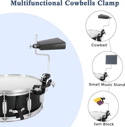 RANMING Jaw Drum Mount Universal Cowbell Clamp Bracket عالي القوة من سبائك الصلب حامل لجرس البقر والدف مثالي لمجموعة الطبول لأداء الإيقاع والممارسة in Kuwait