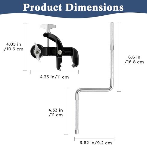 RANMING Jaw Drum Mount Universal Cowbell Clamp Bracket عالي القوة من سبائك الصلب حامل لجرس البقر والدف مثالي لمجموعة الطبول لأداء الإيقاع والممارسة in Kuwait