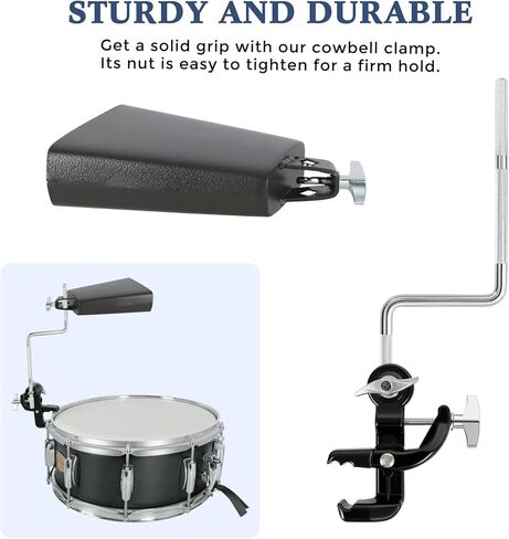 RANMING Jaw Drum Mount Universal Cowbell Clamp Bracket عالي القوة من سبائك الصلب حامل لجرس البقر والدف مثالي لمجموعة الطبول لأداء الإيقاع والممارسة in Kuwait