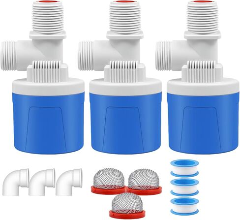 3/4 Inch Float Valve for Water Tank, 3 Pack Top Inlet Automatic Water Level Control Valve, Plastic Shut Off Float Valve for Livestock Waterer, Pond, Pool, Aquarium in Kuwait