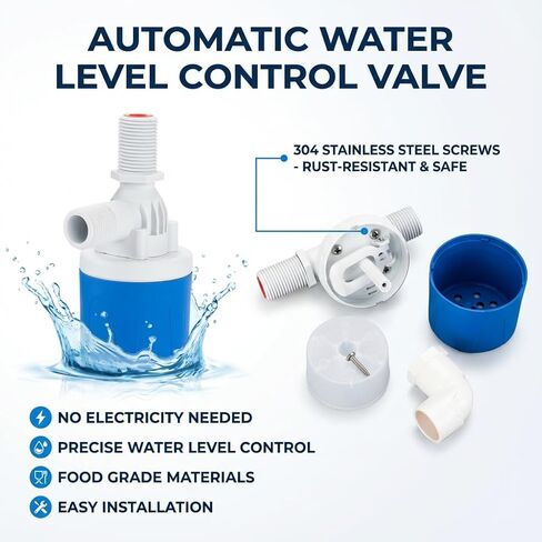 3/4 Inch Float Valve for Water Tank, 3 Pack Top Inlet Automatic Water Level Control Valve, Plastic Shut Off Float Valve for Livestock Waterer, Pond, Pool, Aquarium in Kuwait