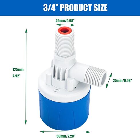 3/4 Inch Float Valve for Water Tank, 3 Pack Top Inlet Automatic Water Level Control Valve, Plastic Shut Off Float Valve for Livestock Waterer, Pond, Pool, Aquarium in Kuwait