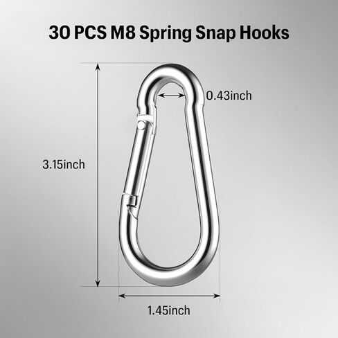 Heavy Duty Spring Snap Hook Carabiners Bulk, 3" M8 5/16" Galvanized Steel Quick Link Clip, 500LB Capacity for Outdoor, Gym, Hammock, Swing, Trailer Chain in Saudi Arabia