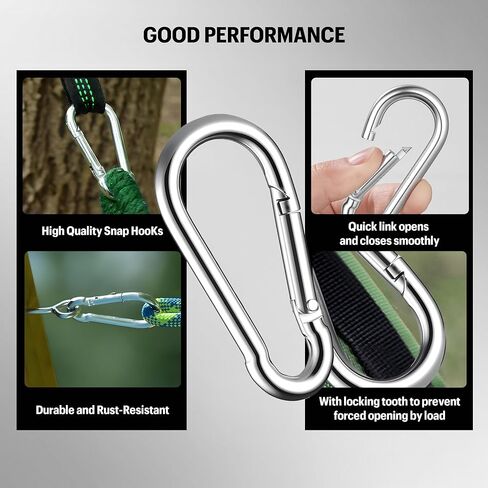 Heavy Duty Spring Snap Hook Carabiners Bulk, 3" M8 5/16" Galvanized Steel Quick Link Clip, 500LB Capacity for Outdoor, Gym, Hammock, Swing, Trailer Chain in Saudi Arabia