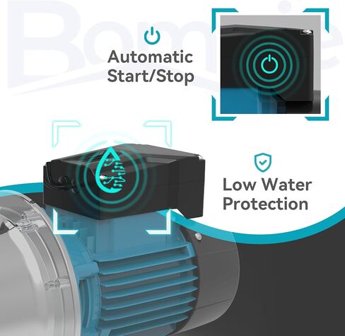 مضخة نفاثة معززة للتحكم الذكي بقوة 1.2 حصان، مضخة بئر ضحلة من الفولاذ المقاوم للصدأ بقوة 1200 جالون في الساعة 115 فولت مع تشغيل/إيقاف تلقائي للمنزل والحديقة وري المزرعة وأنظمة الرش، وضغط المياه المعزز in Kuwait