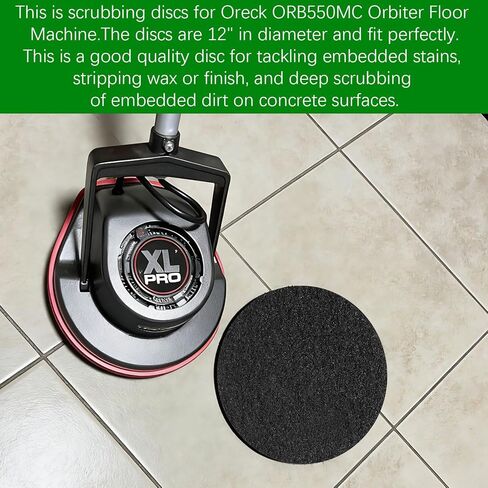 قرص تنظيف مقاس 12 بوصة لآلة الأرضية المدارية Oreck ORB550MC، وسادات تنظيف الأرضيات السوداء التجارية 437.071 للخرسانة النظيفة العميقة والأوساخ والبقع وبقع الطلاء، وتجريد الشمع أو اللمسة النهائية (عبوتان) in Kuwait